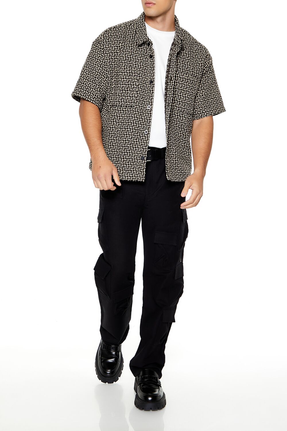 Forever 21 Textured Weave Short Sleeve Shirt