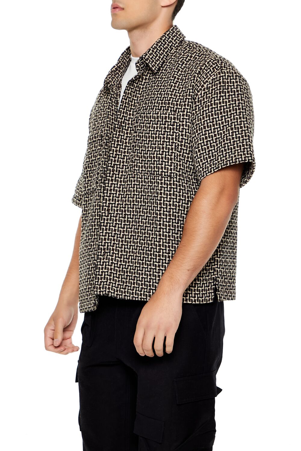 Forever 21 Textured Weave Short Sleeve Shirt