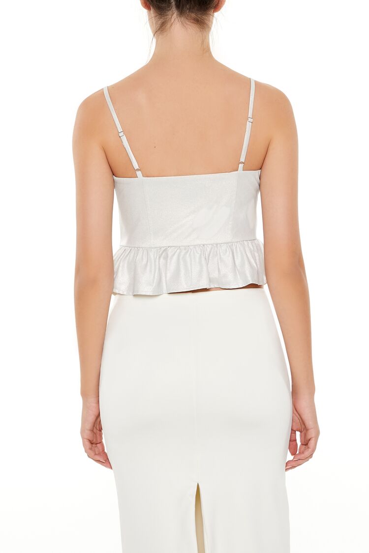 Forever 21 Glitter Satin V-Hem Bustier Cami