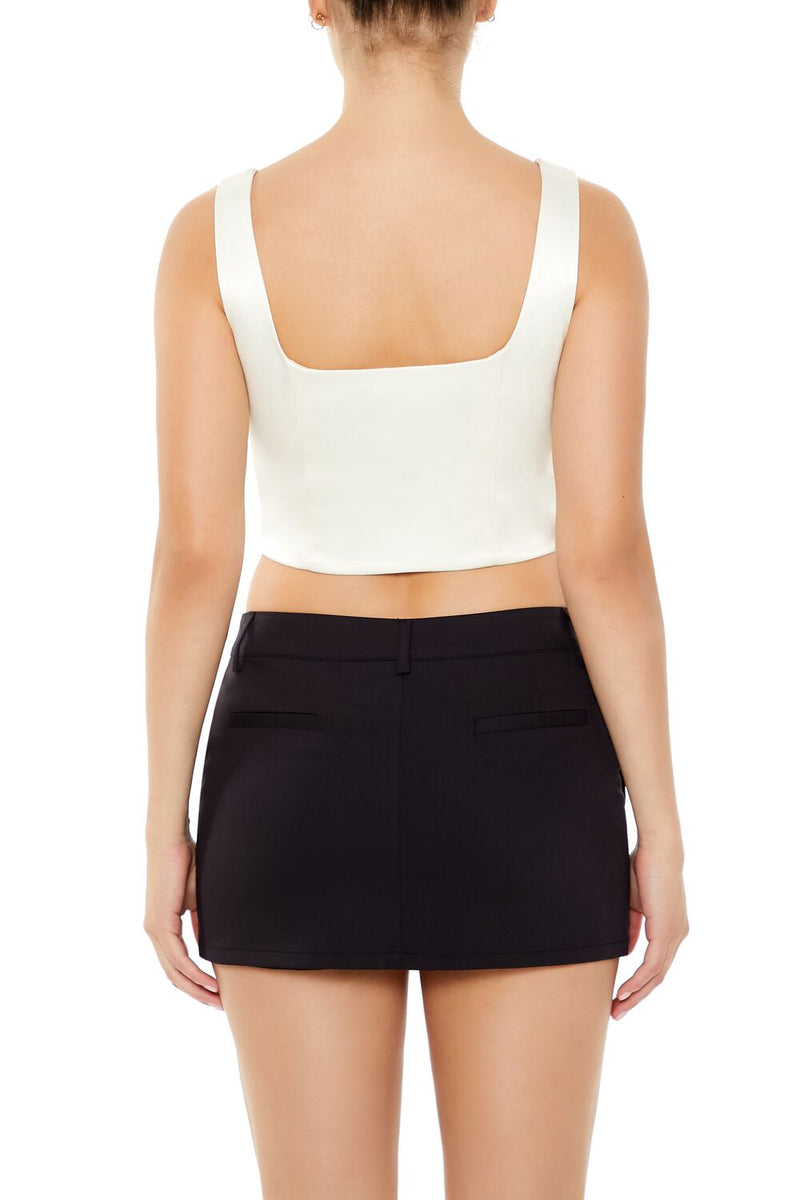 Forever 21 Satin Lace-Up Crop Top
