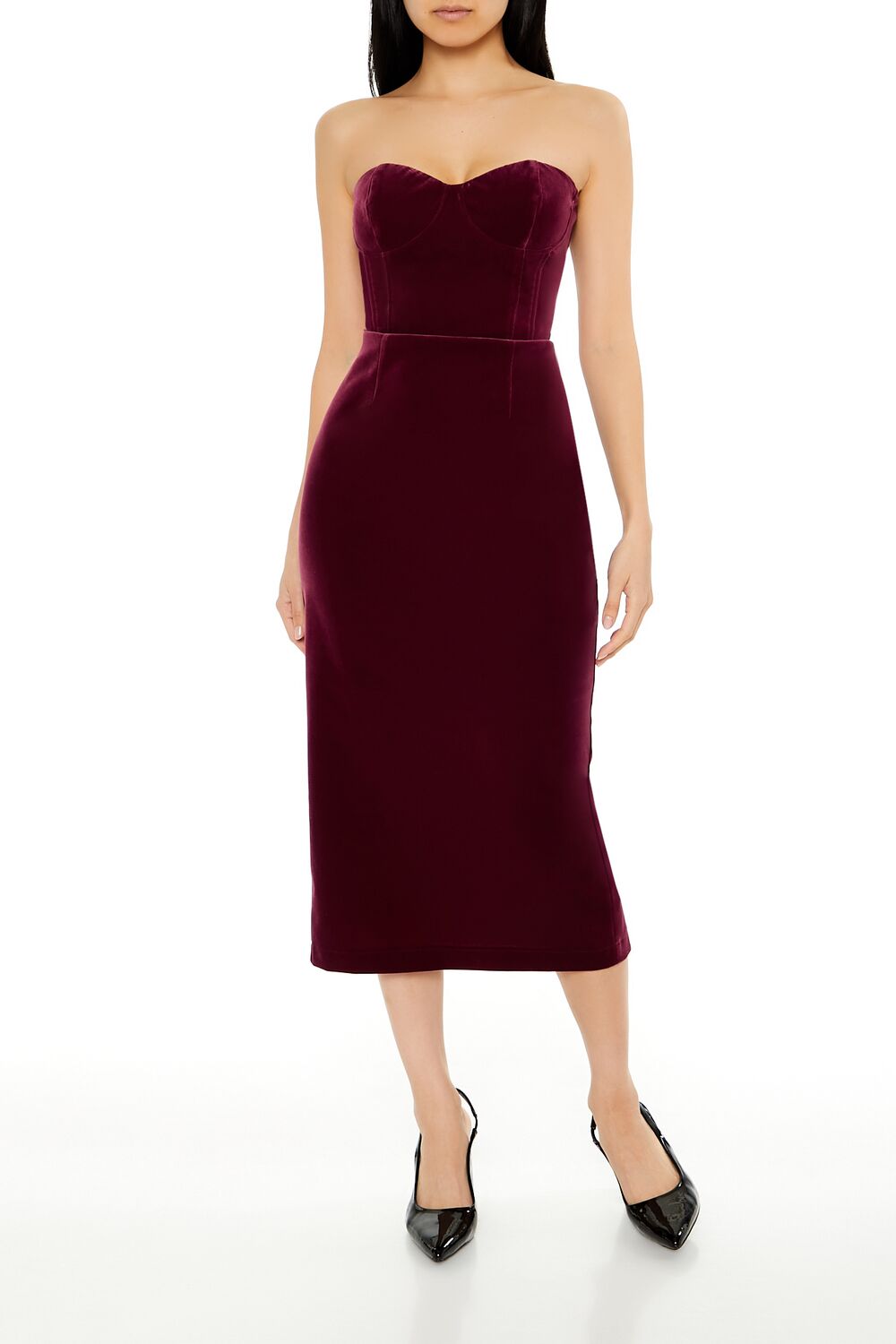 Forever 21 Velvet Strapless Corset Midi Dress