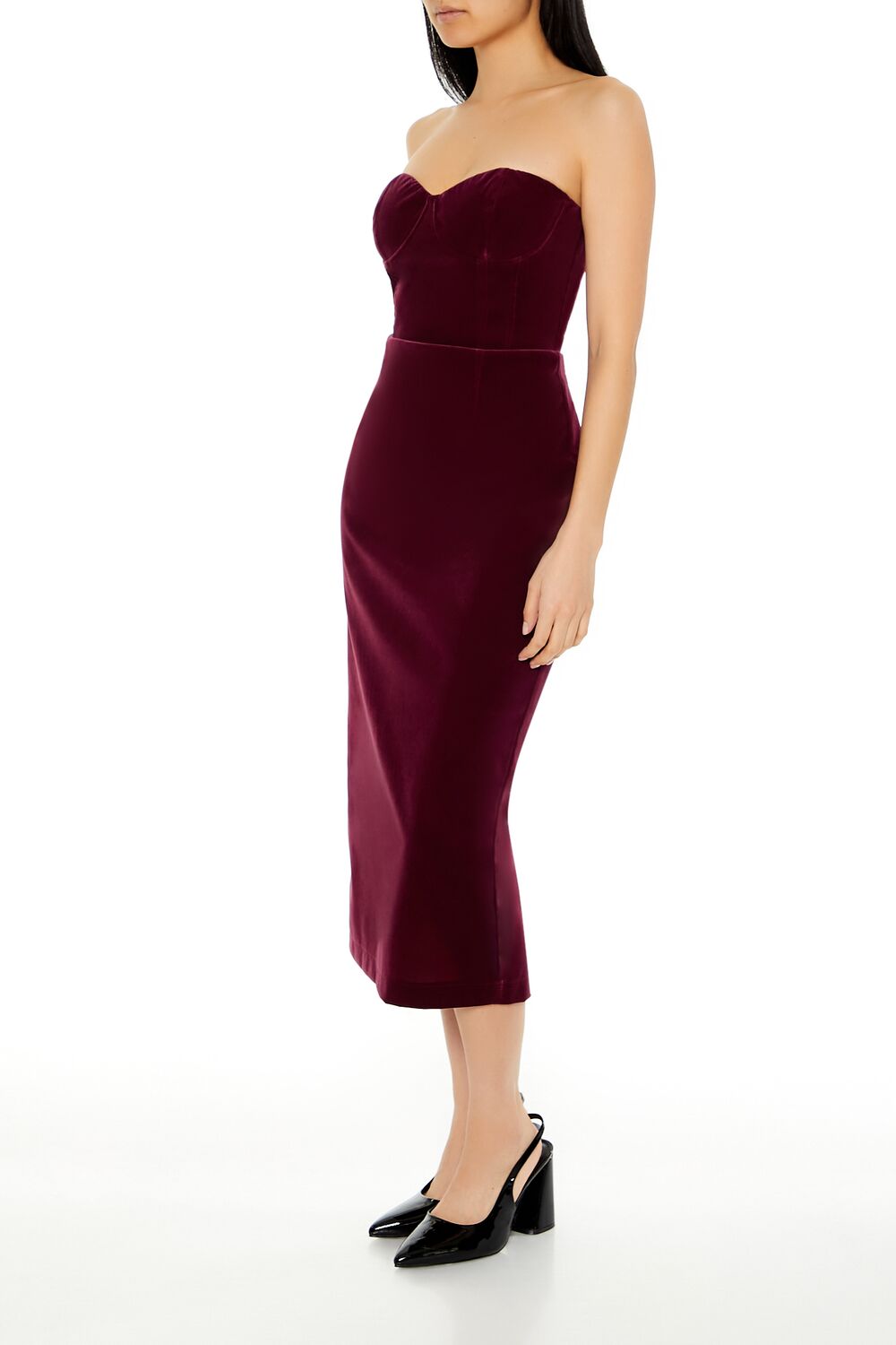 Forever 21 Velvet Strapless Corset Midi Dress