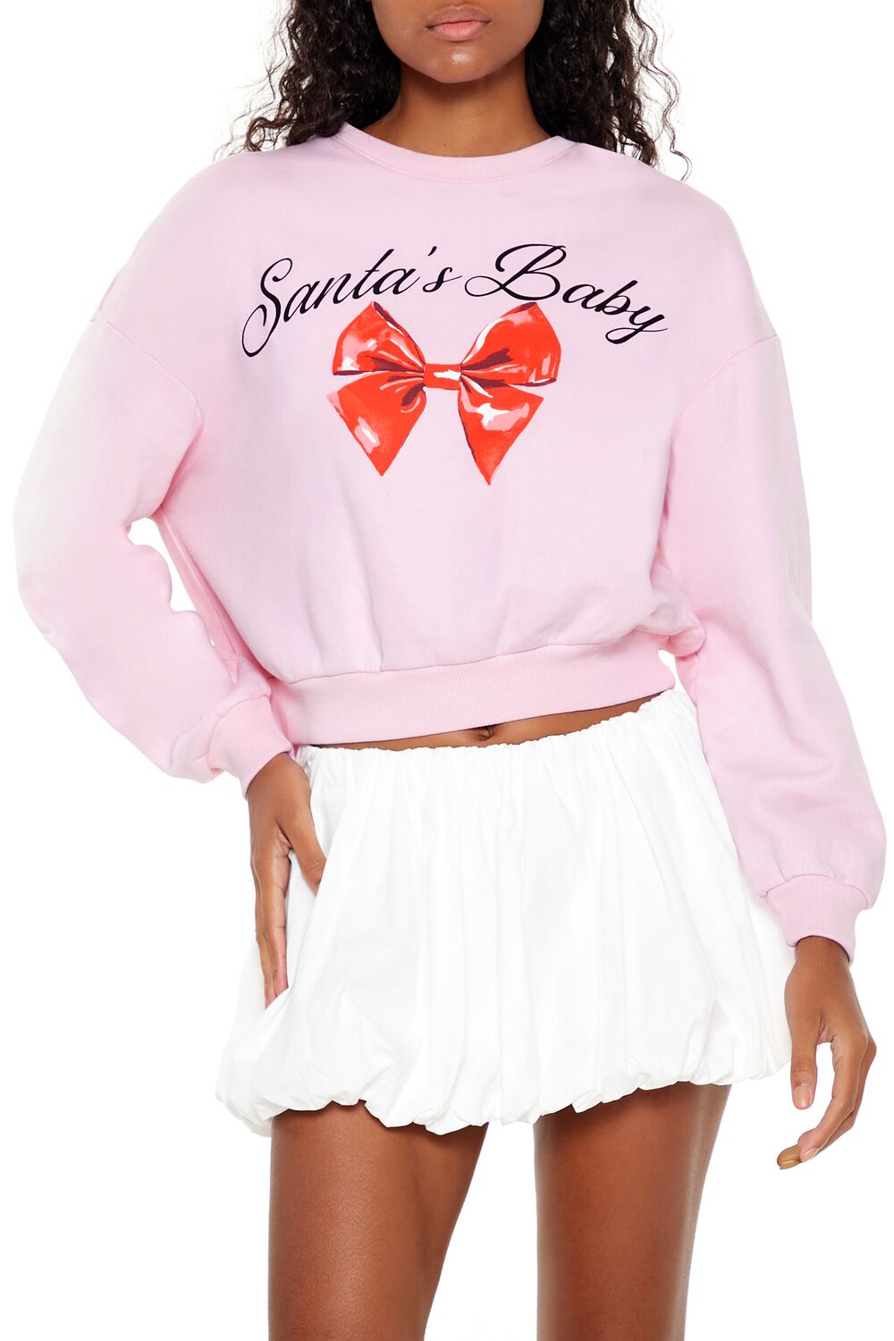 Forever 21 Santa's Baby Cropped Sweatshirt