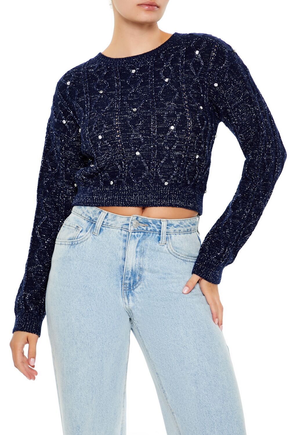 Forever 21 Glitter Knit Rhinestone Sweater