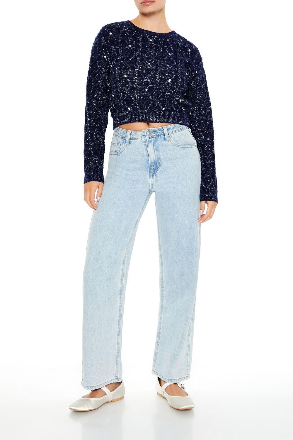 Forever 21 Glitter Knit Rhinestone Sweater