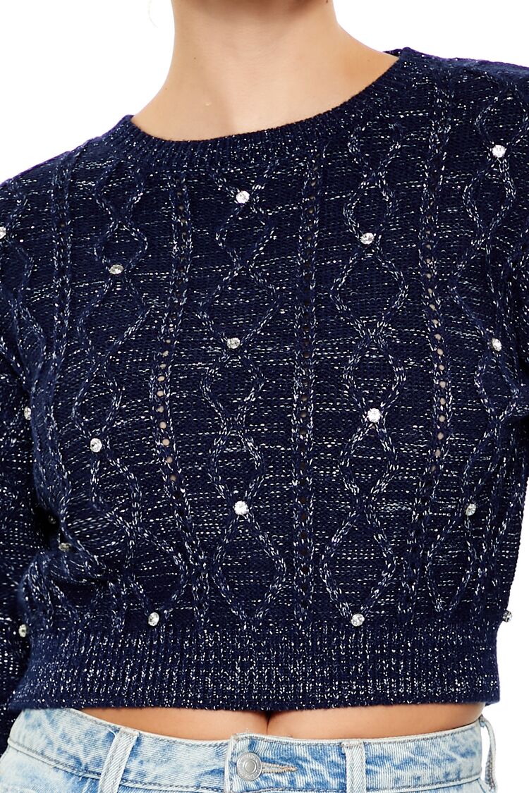 Forever 21 Glitter Knit Rhinestone Sweater
