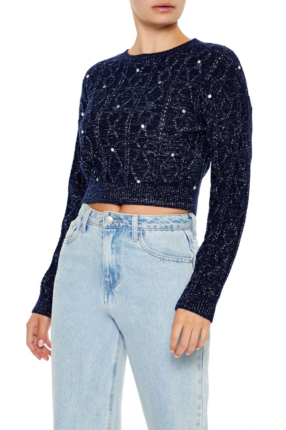 Forever 21 Glitter Knit Rhinestone Sweater