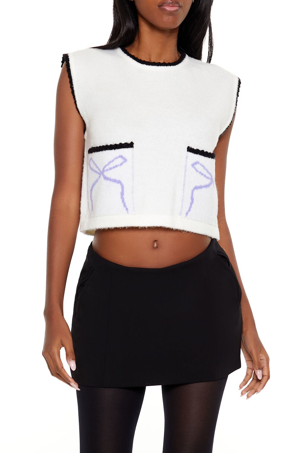 Forever 21 Cropped Bow Sweater Vest