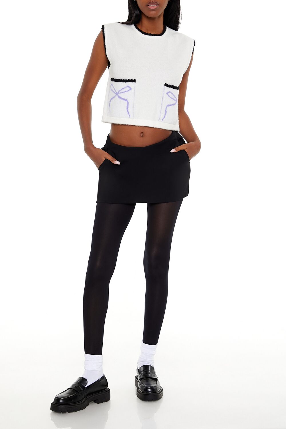 Forever 21 Cropped Bow Sweater Vest