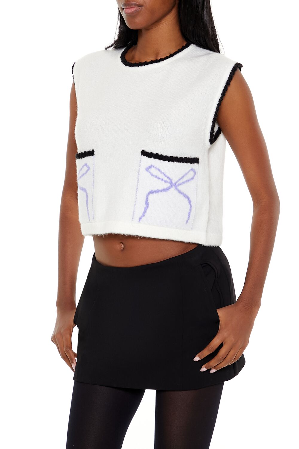 Forever 21 Cropped Bow Sweater Vest