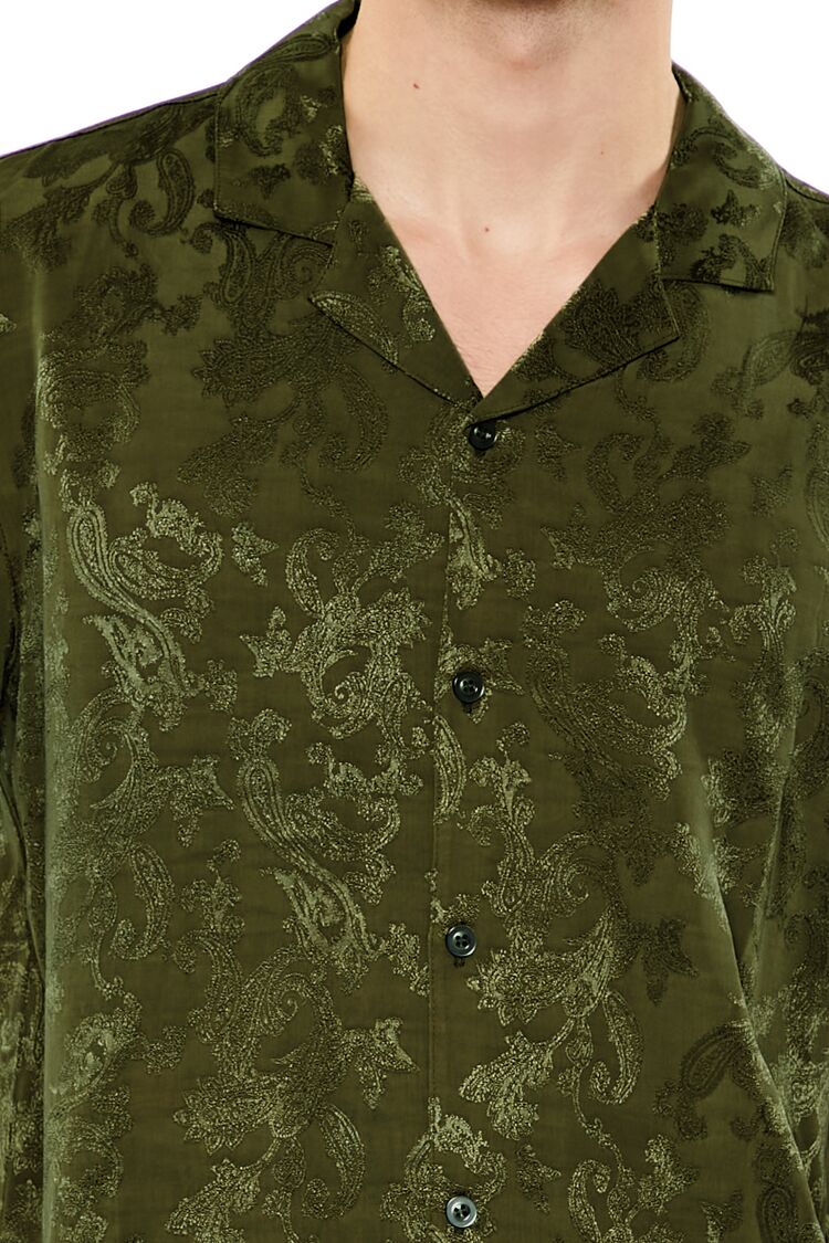 Forever 21 Floral Jacquard Camp Collar Shirt