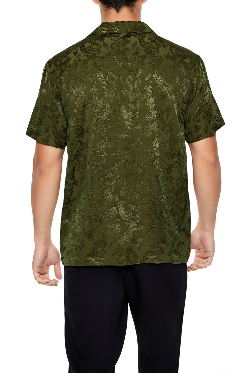 Forever 21 Floral Jacquard Camp Collar Shirt