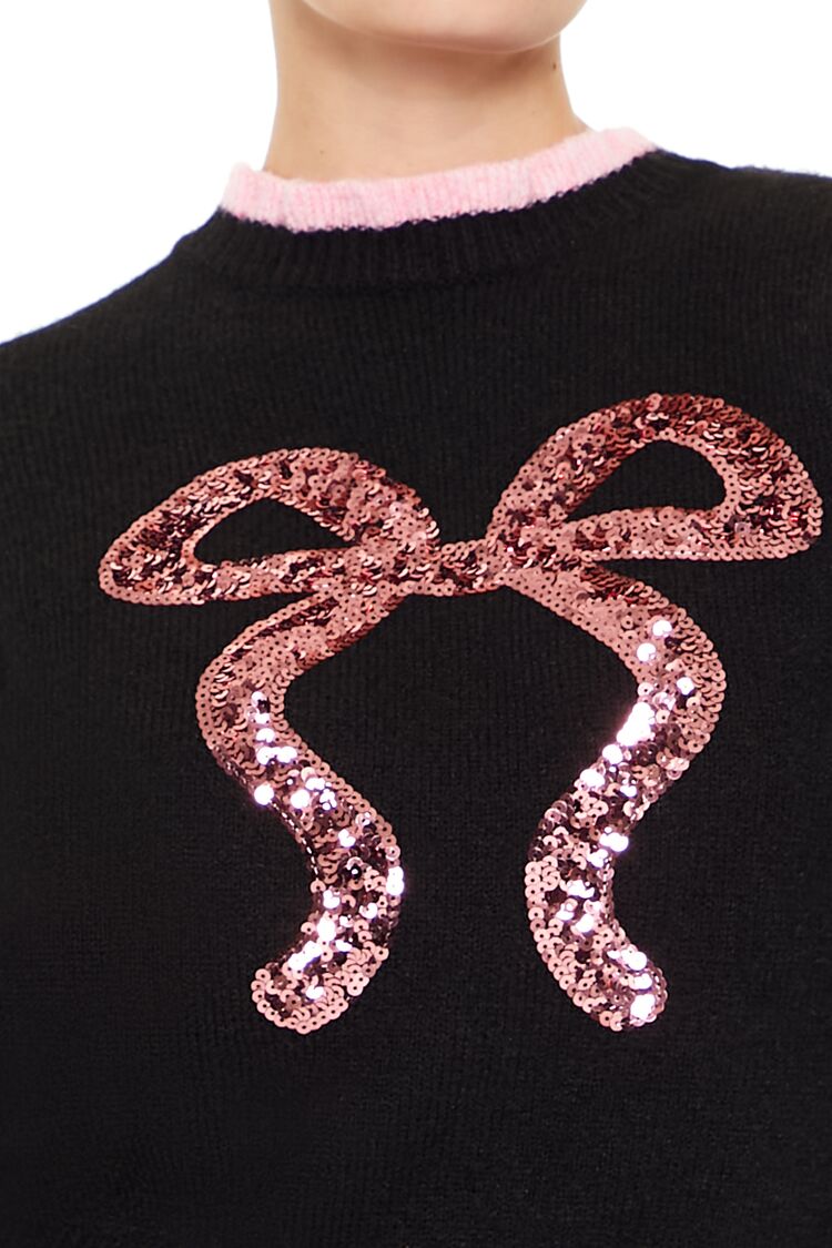 Forever 21 Sequin Bow Mock Neck Sweater