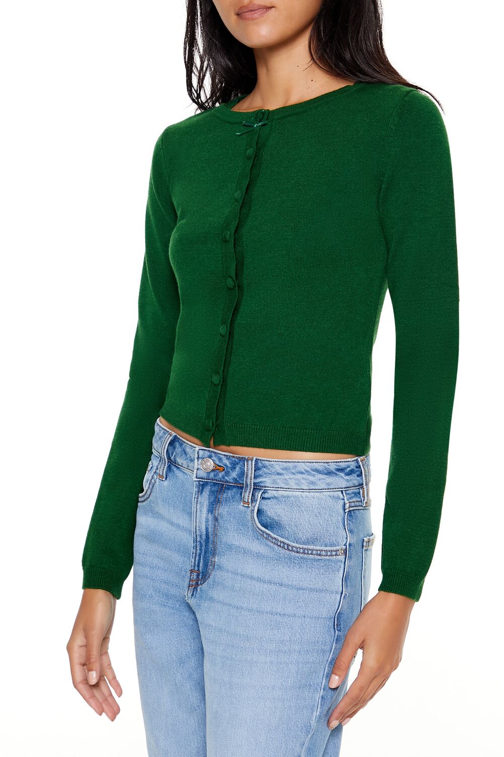 Forever 21 Fitted Crew Neck Cardigan