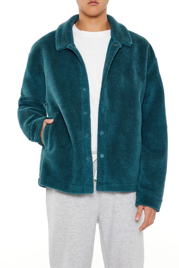 Forever 21 Plush Fleece Snap Shacket