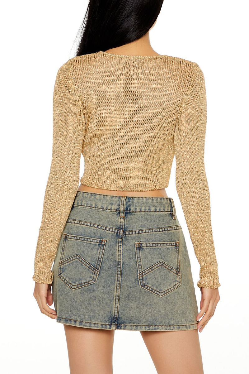 Forever 21 Metallic Cropped Sweater