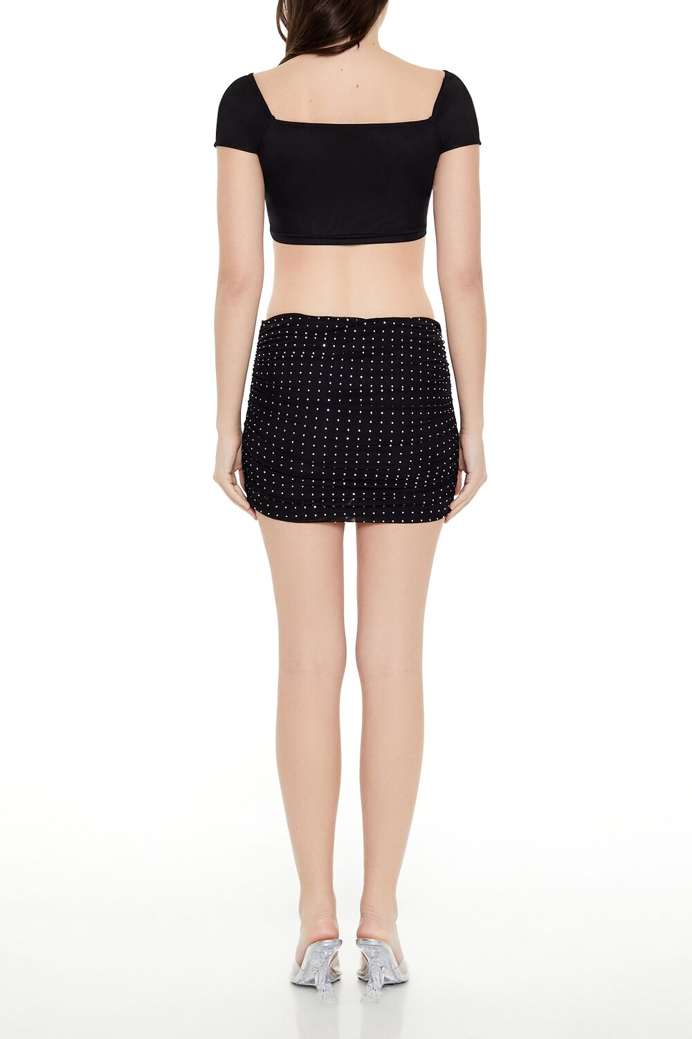 Forever 21 Ruched Rhinestone Mini Skirt