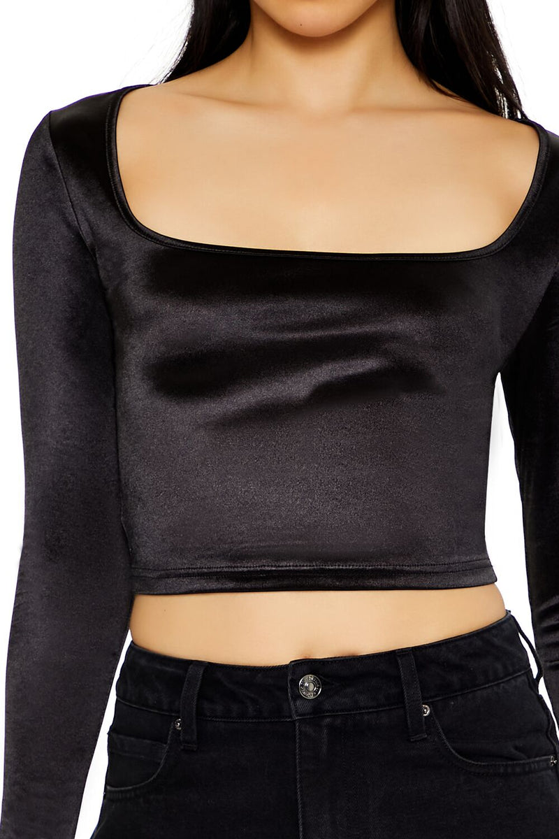Forever 21 Satin Square-Cut Crop Top