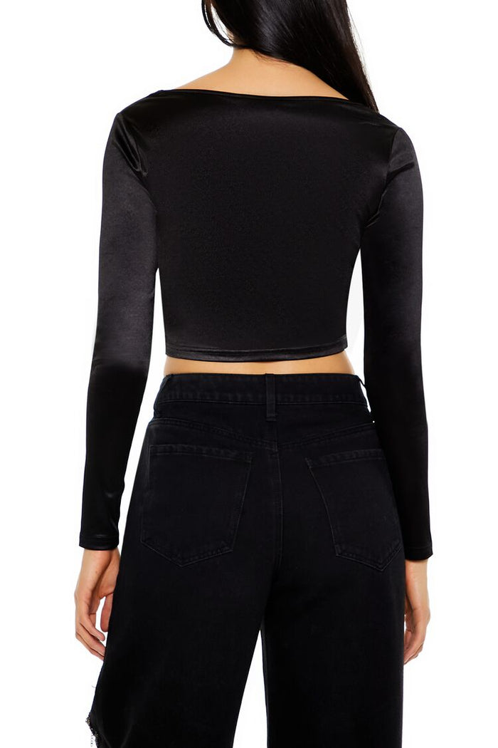 Forever 21 Satin Square-Cut Crop Top