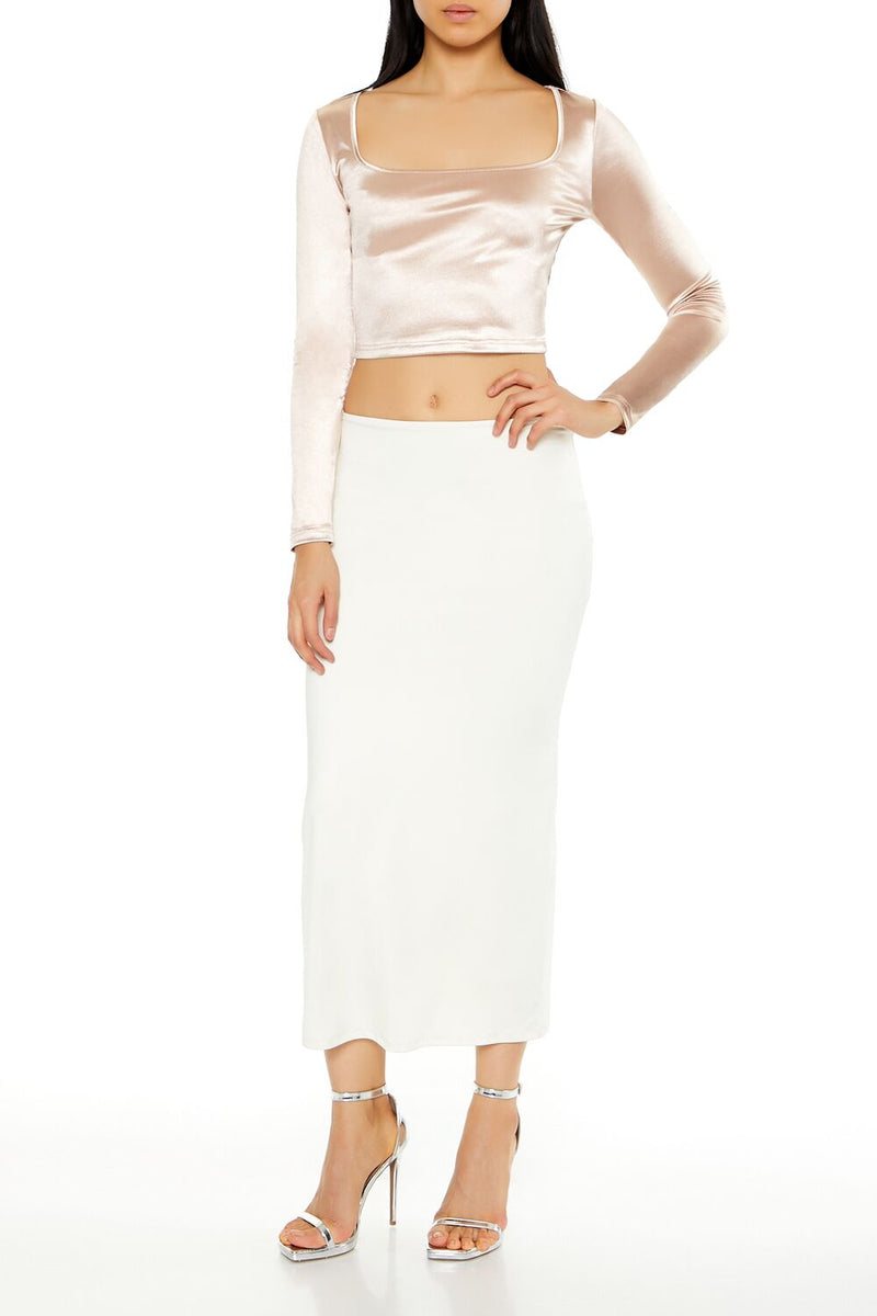 Forever 21 Satin Square-Cut Crop Top