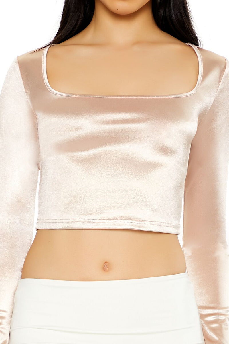 Forever 21 Satin Square-Cut Crop Top