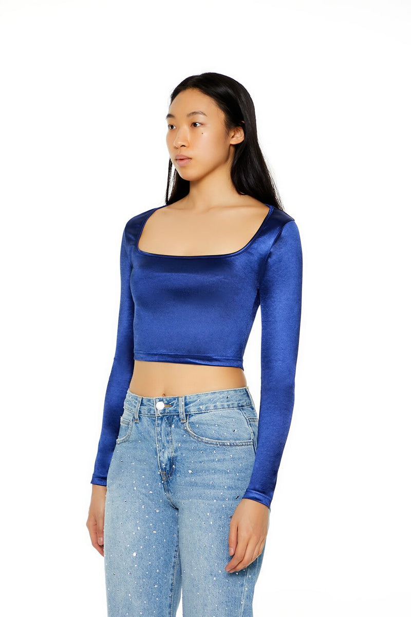 Forever 21 Satin Square-Cut Crop Top