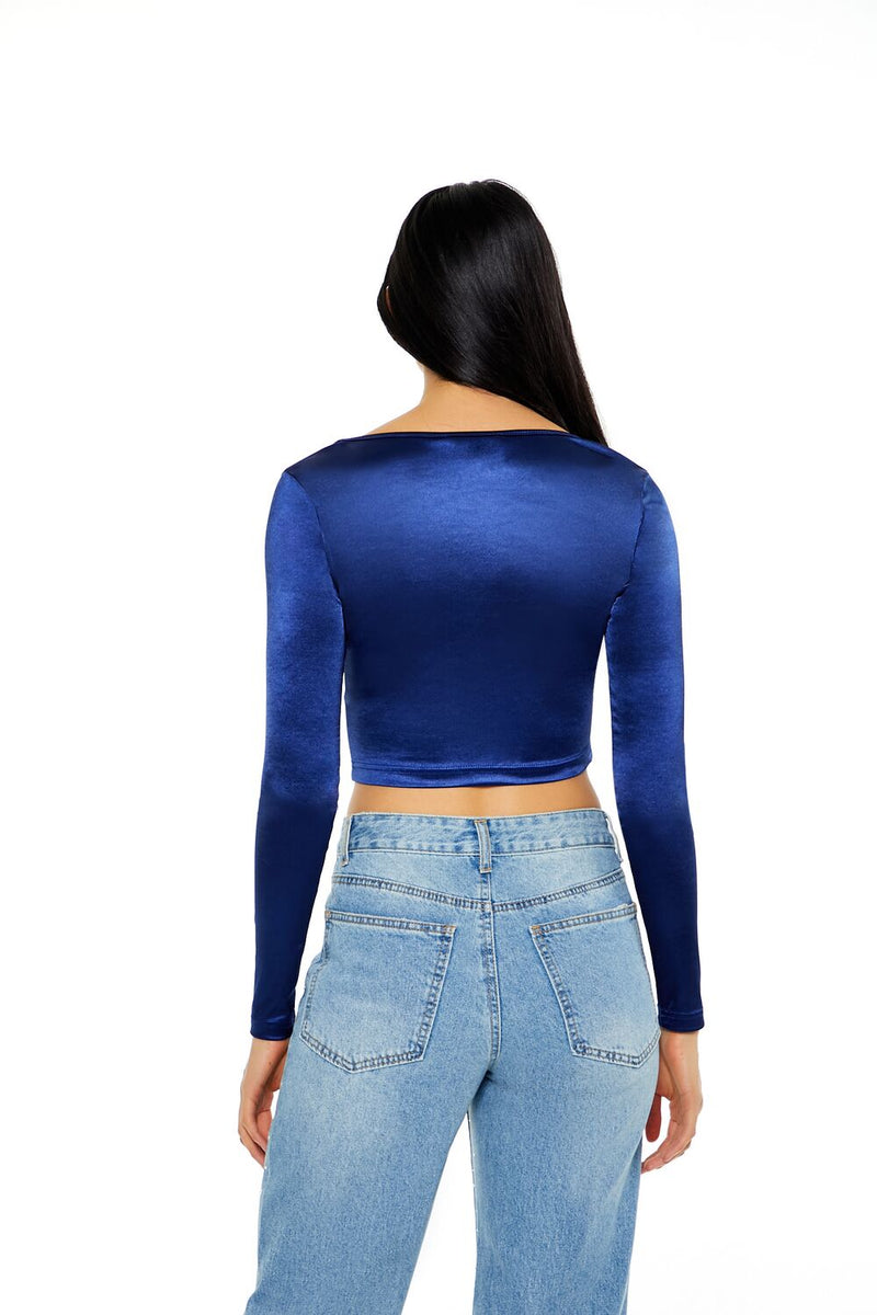 Forever 21 Satin Square-Cut Crop Top