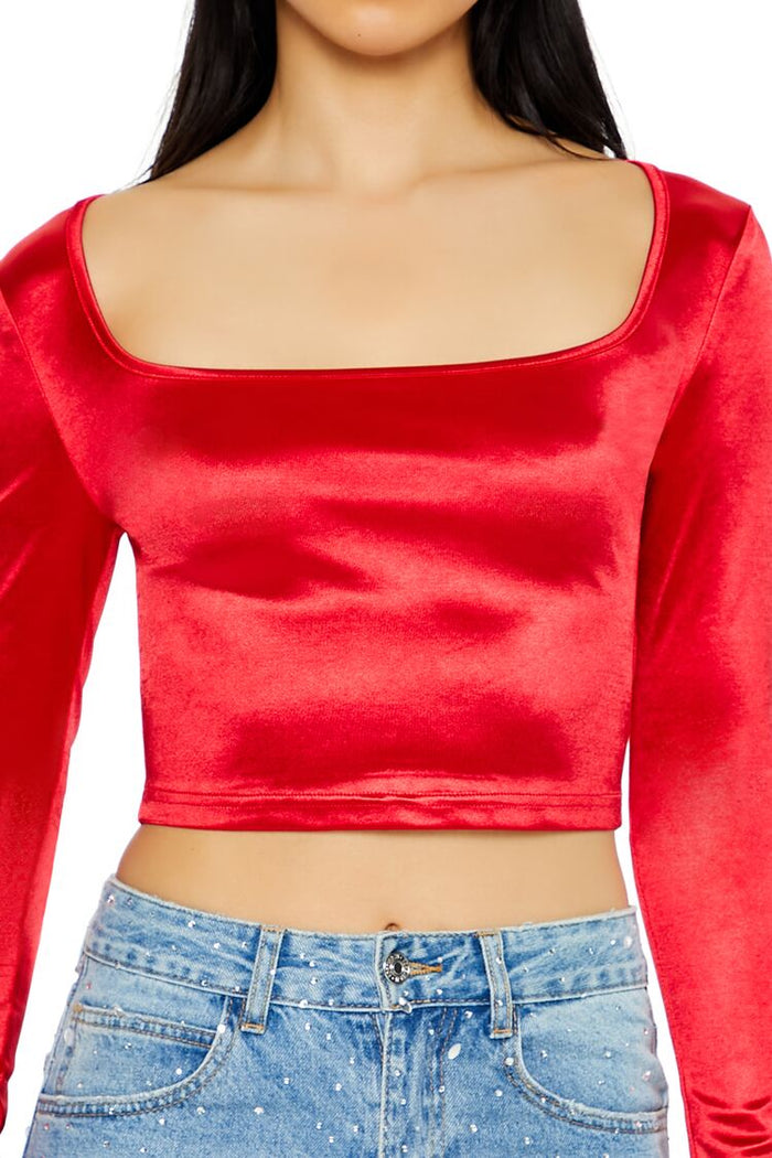 Forever 21 Satin Square-Cut Crop Top