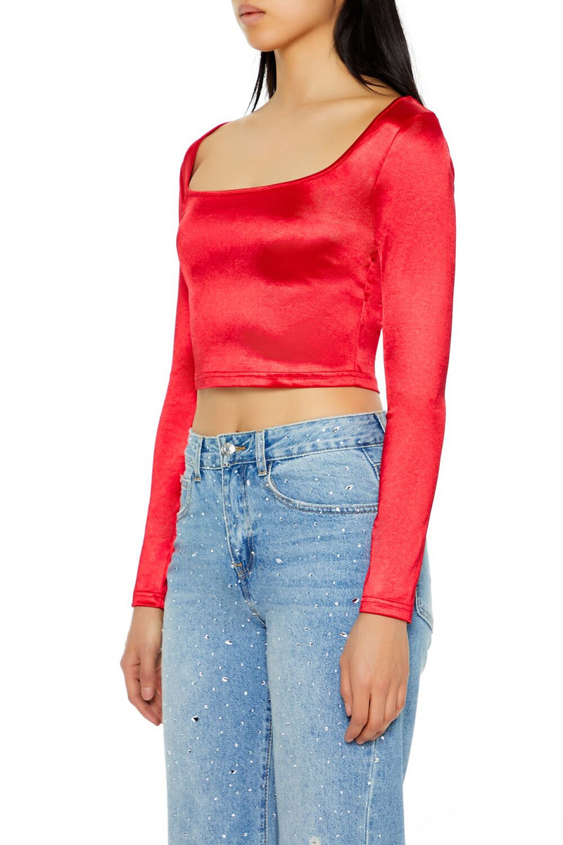 Forever 21 Satin Square-Cut Crop Top