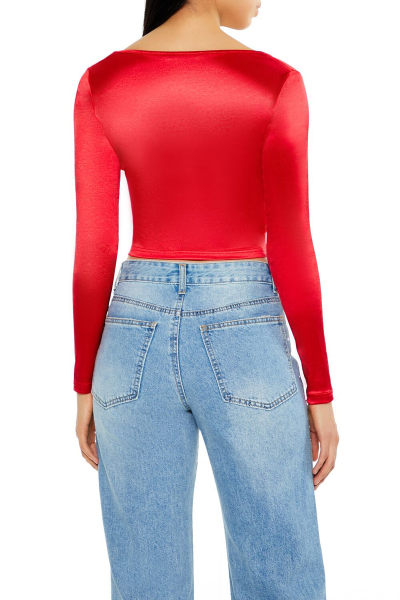 Forever 21 Satin Square-Cut Crop Top