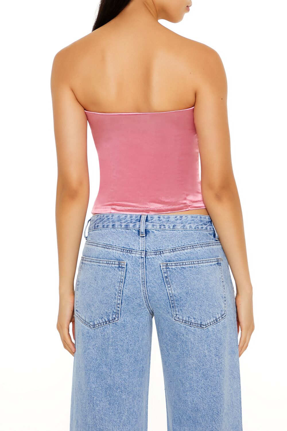 Forever 21 Satin Foldover Tube Crop Top
