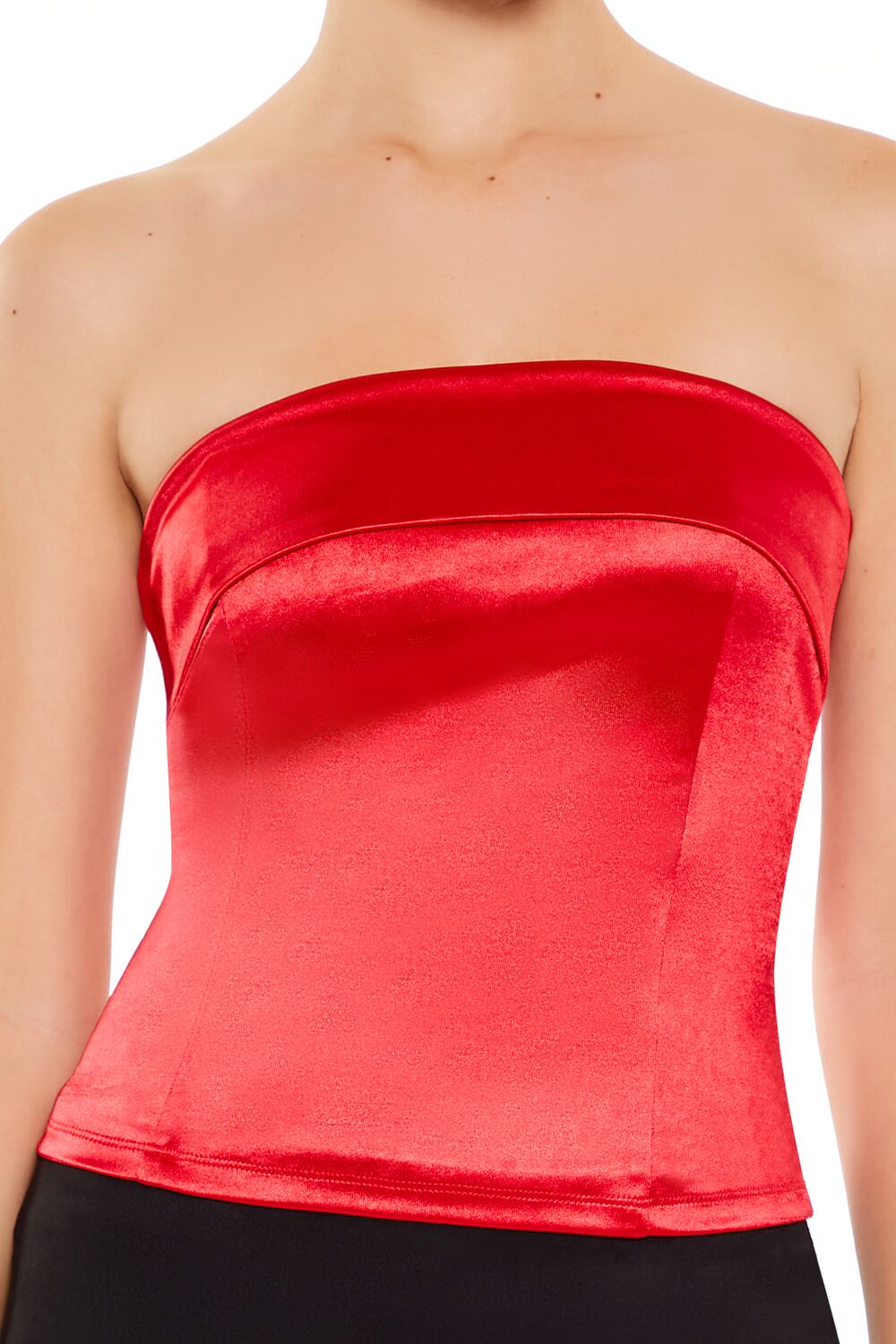 Forever 21 Satin Foldover Tube Crop Top