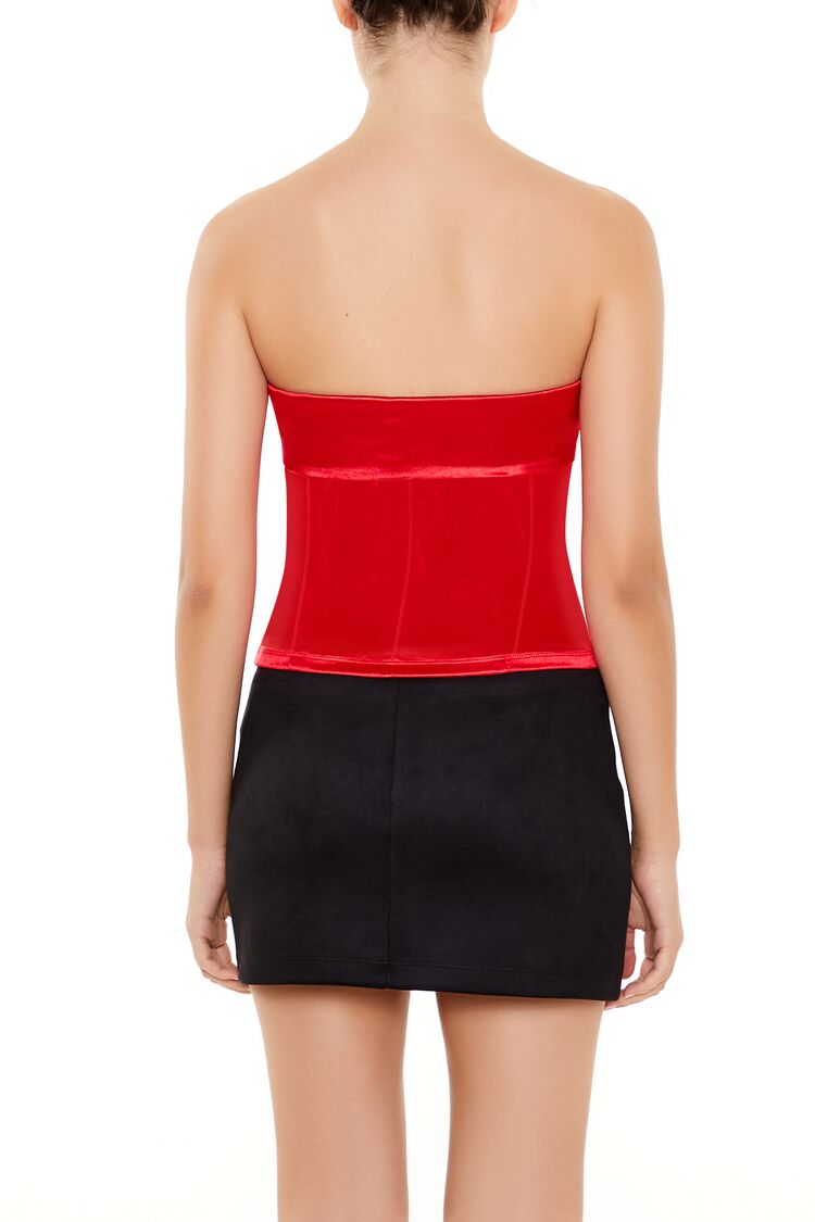 Forever 21 Satin Foldover Tube Crop Top