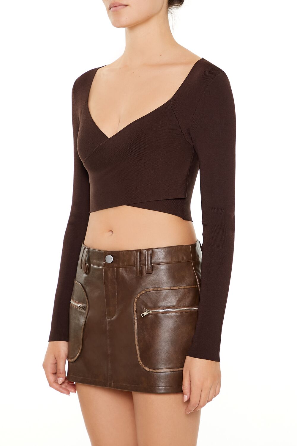 Forever 21 Sweater-Knit Crossover Crop Top