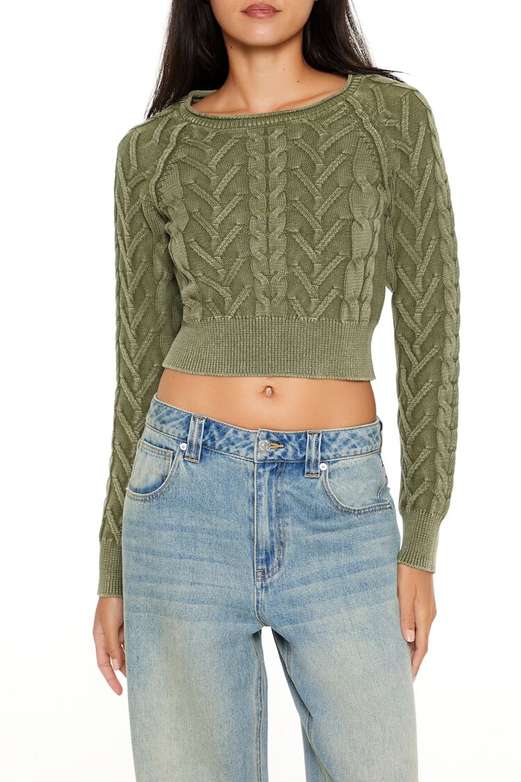 Forever 21 Cable Knit Cropped Sweater
