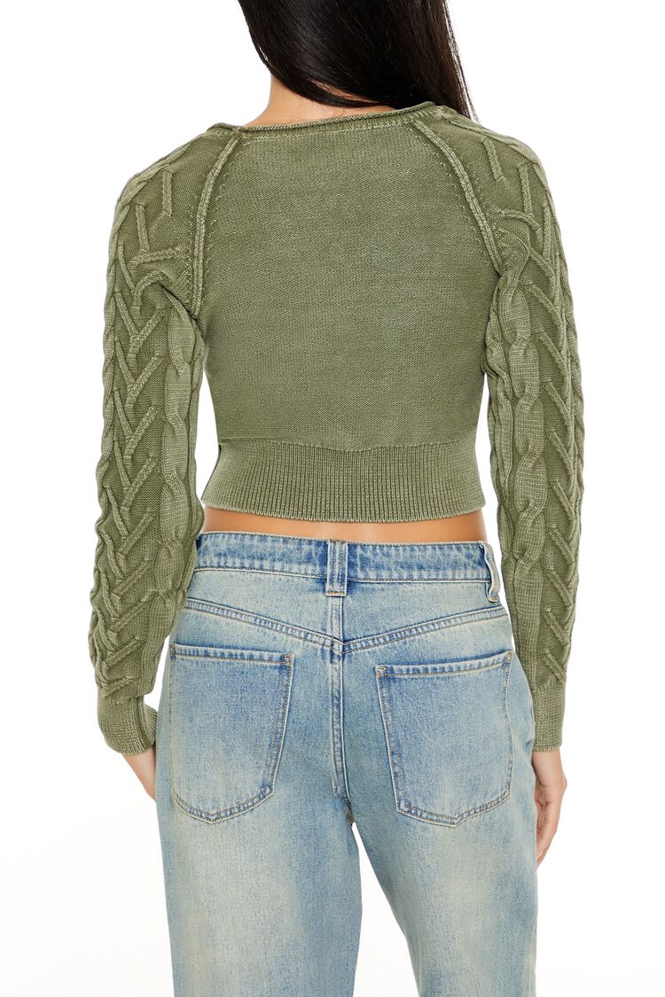 Forever 21 Cable Knit Cropped Sweater