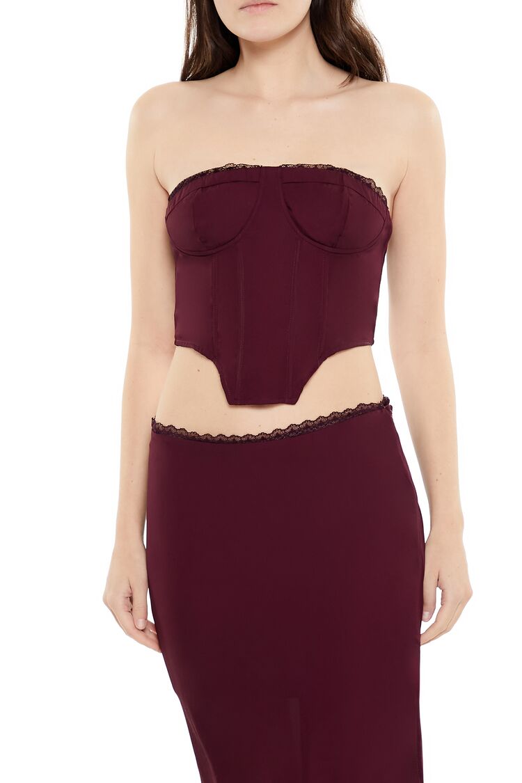 Forever 21 Lace-Trim Bustier Tube Crop Top