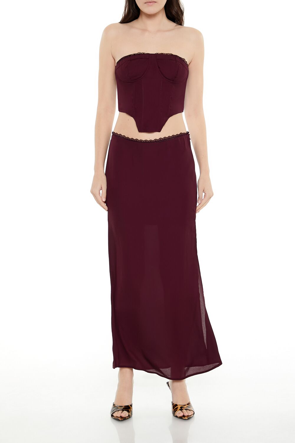 Forever 21 Lace-Trim Bustier Tube Crop Top