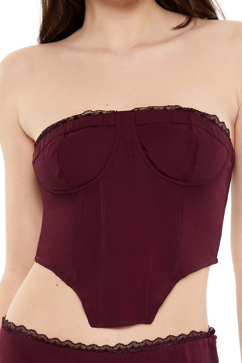 Forever 21 Lace-Trim Bustier Tube Crop Top