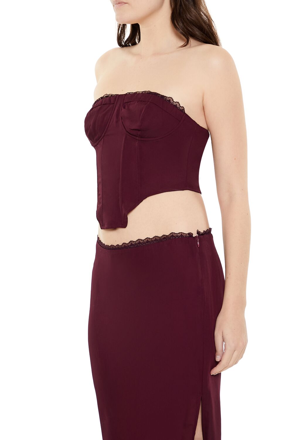 Forever 21 Lace-Trim Bustier Tube Crop Top