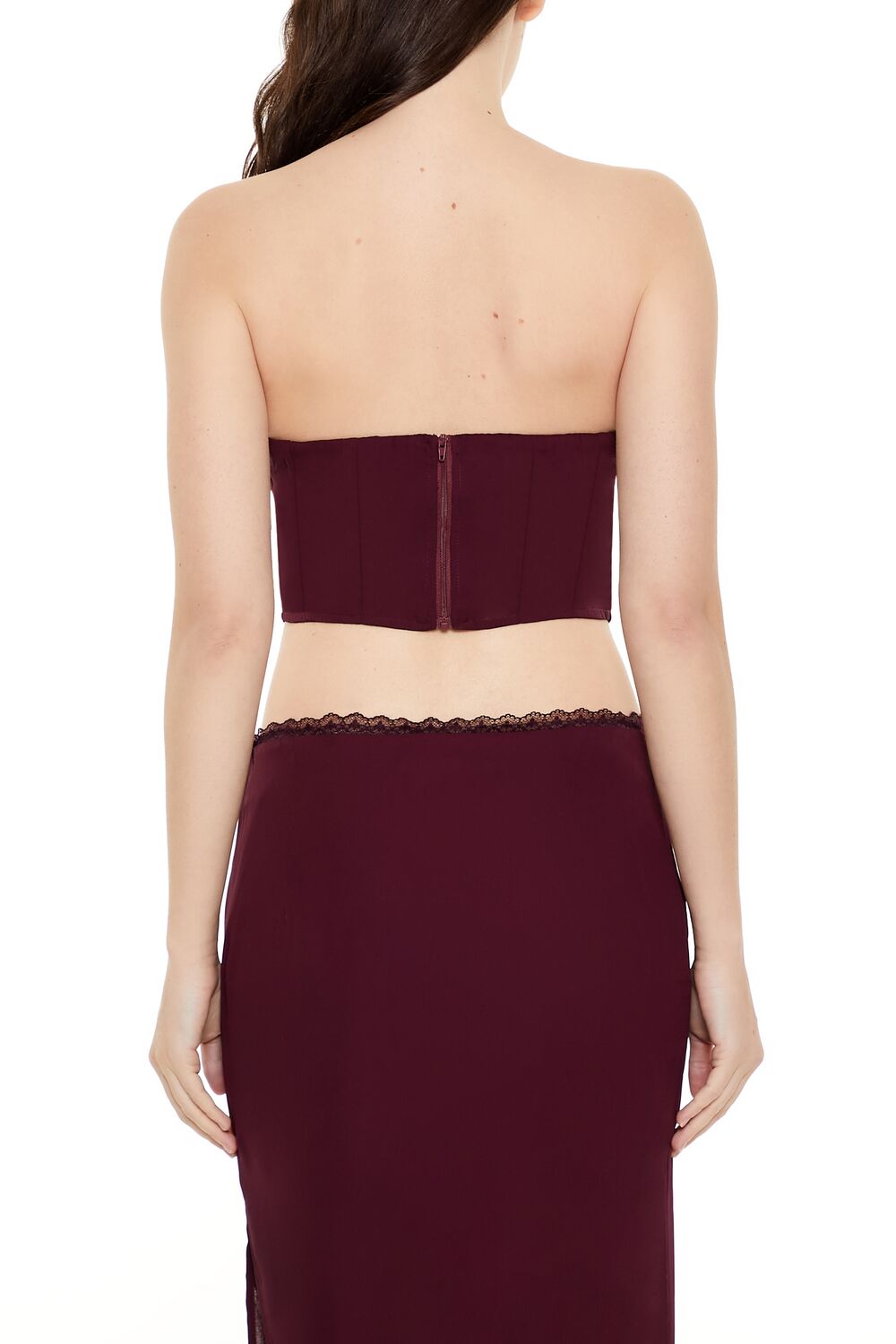Forever 21 Lace-Trim Bustier Tube Crop Top