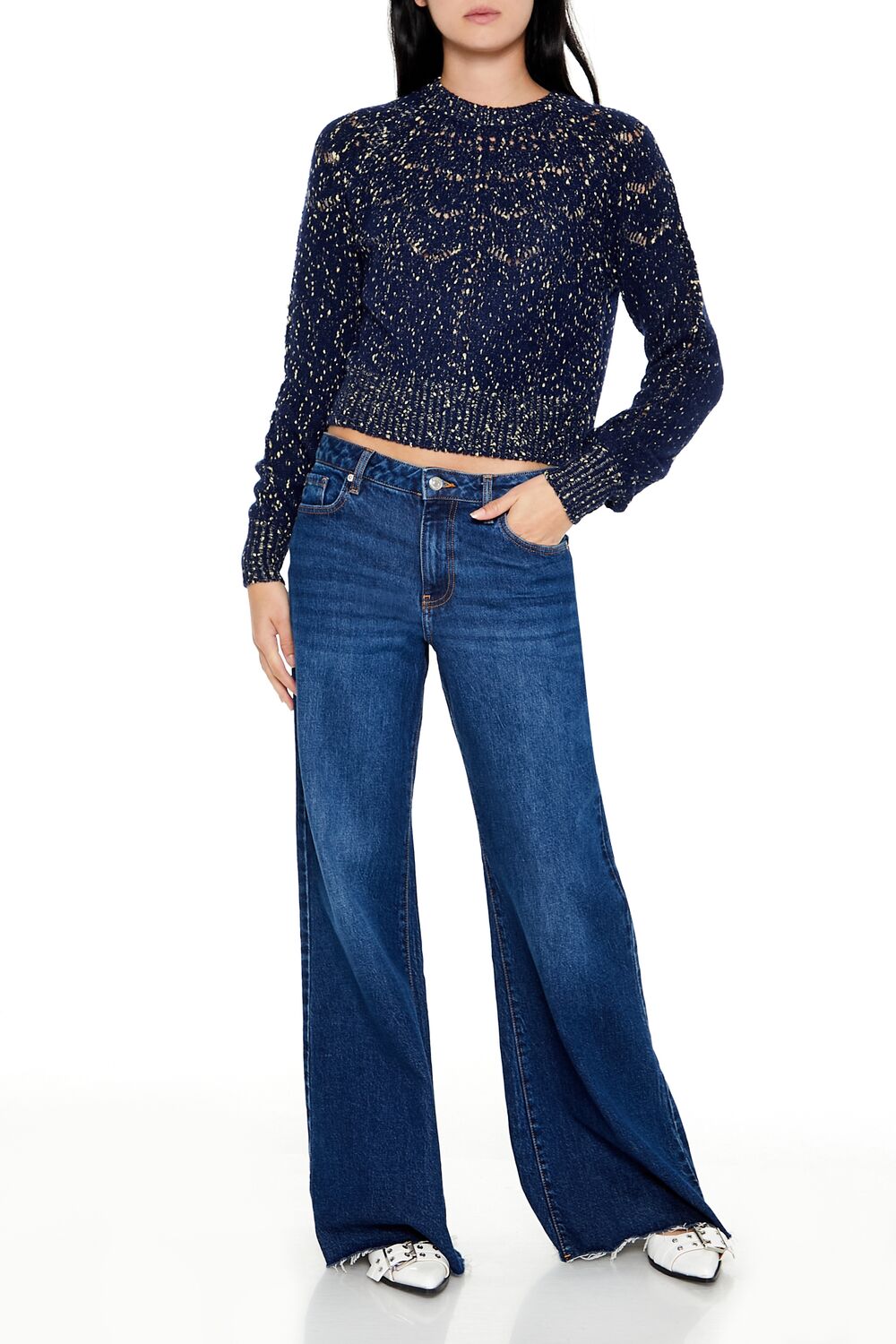 Forever 21 Metallic Pointelle Sweater