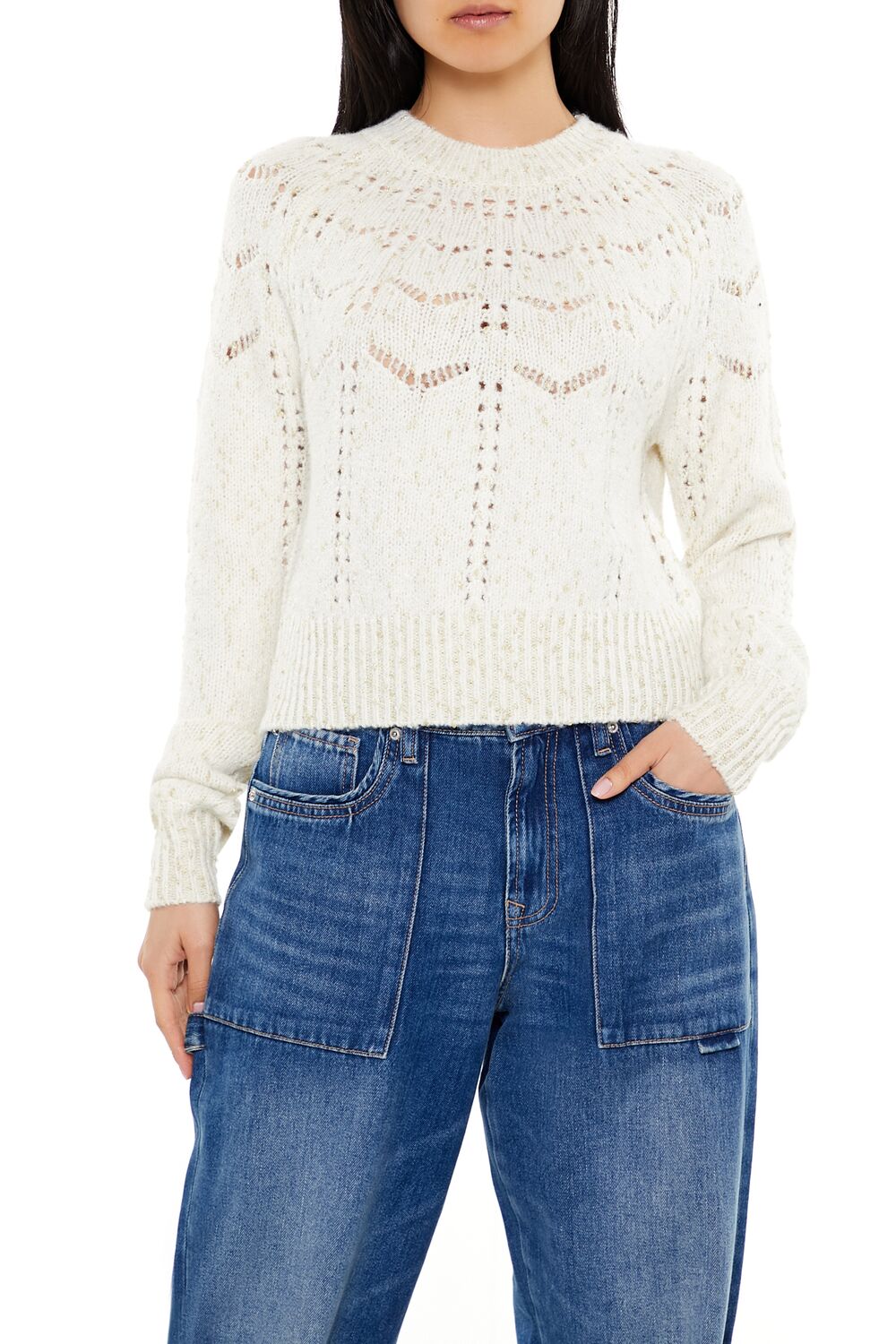 Forever 21 Metallic Pointelle Sweater