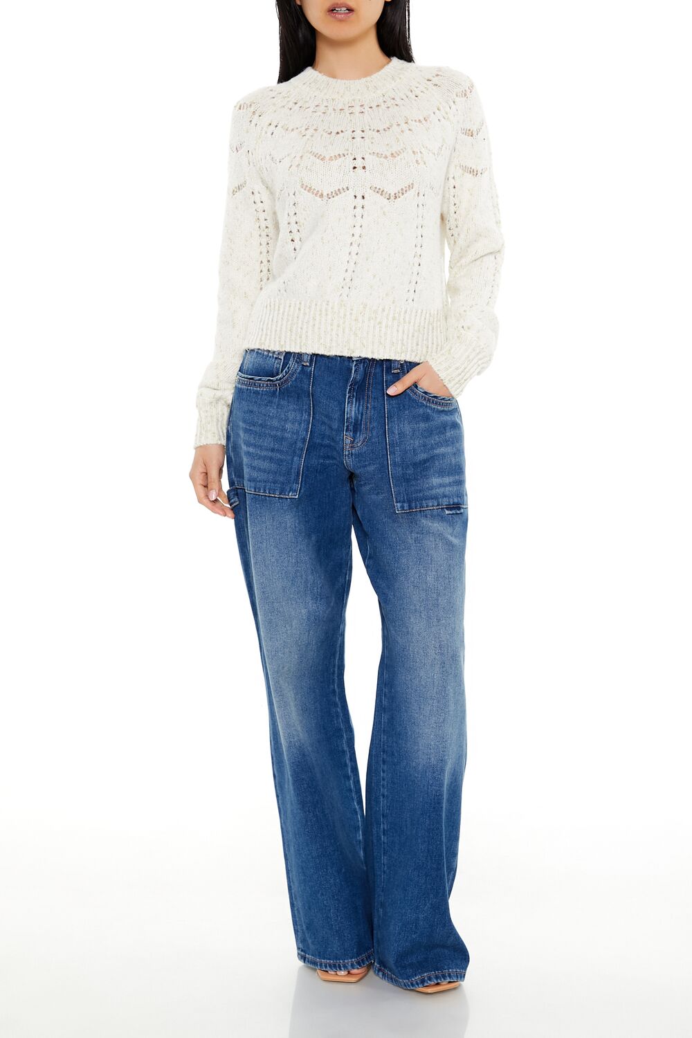 Forever 21 Metallic Pointelle Sweater