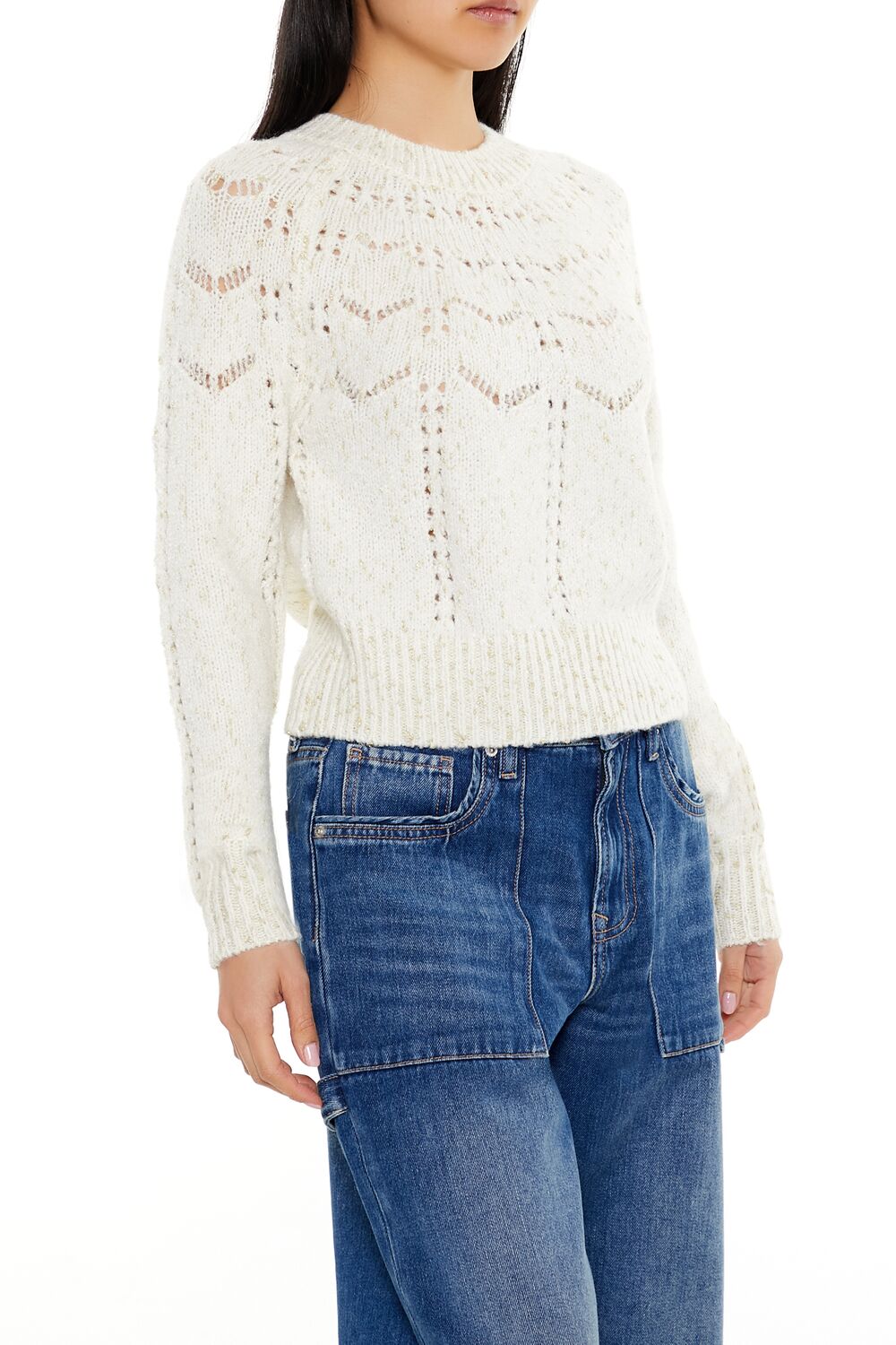 Forever 21 Metallic Pointelle Sweater