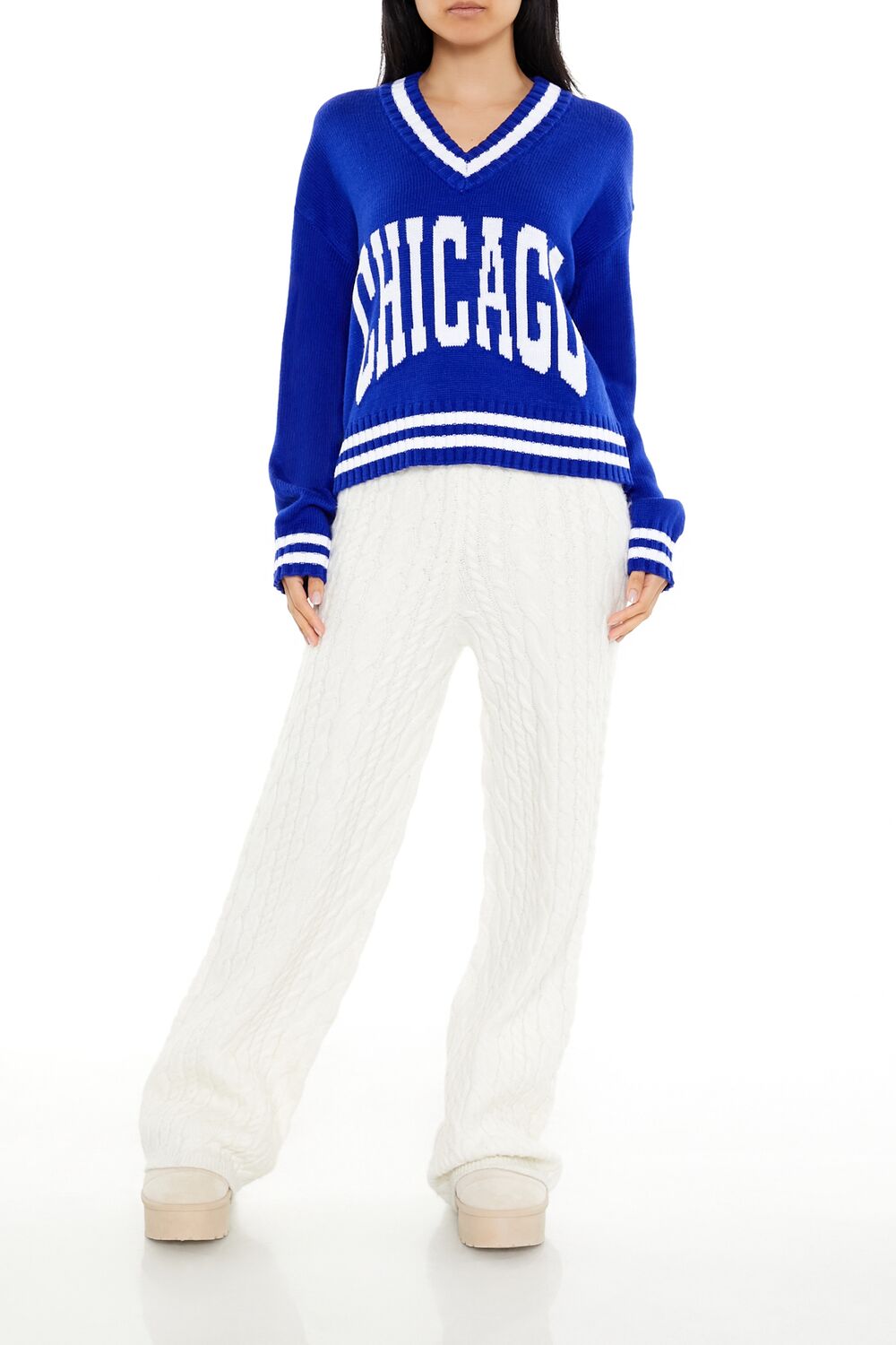 Forever 21 Chicago Varsity V-Neck Sweater
