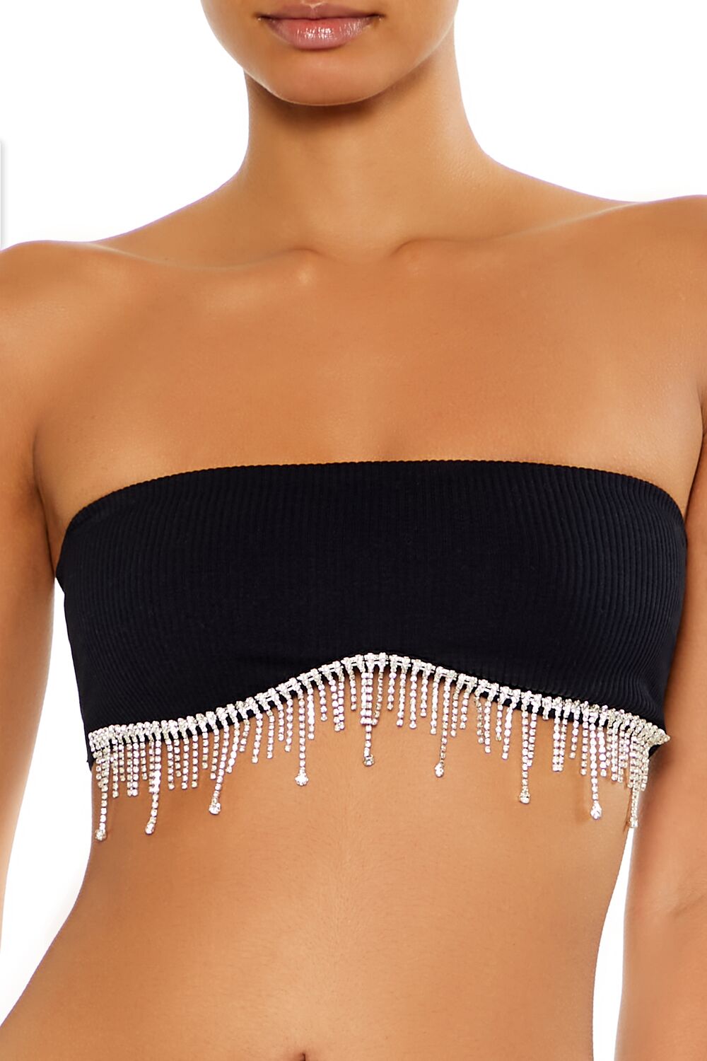 Forever 21 Rhinestone Fringe Bandeau Bra