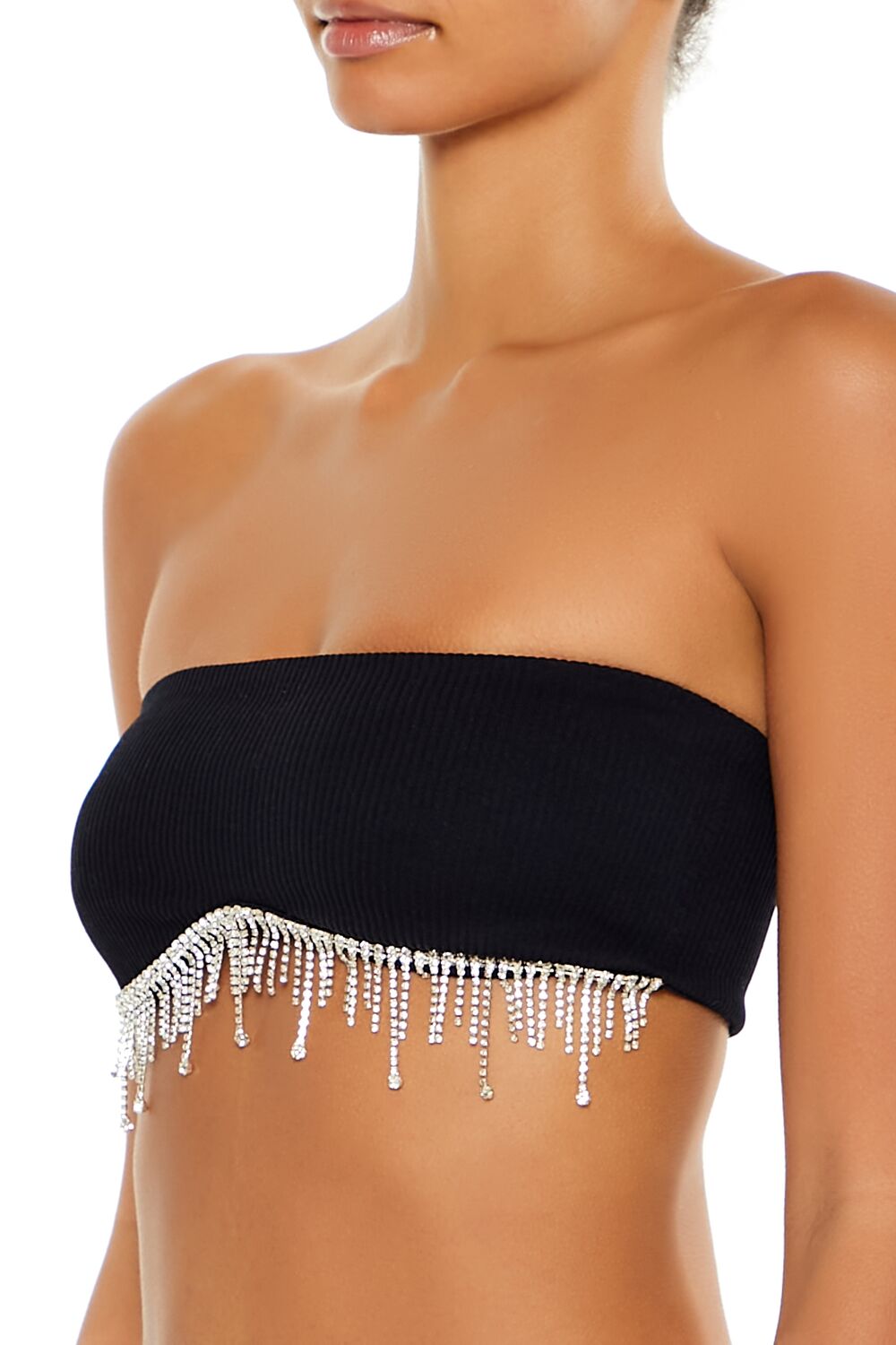 Forever 21 Rhinestone Fringe Bandeau Bra