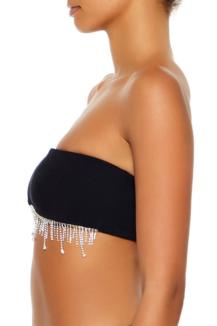 Forever 21 Rhinestone Fringe Bandeau Bra