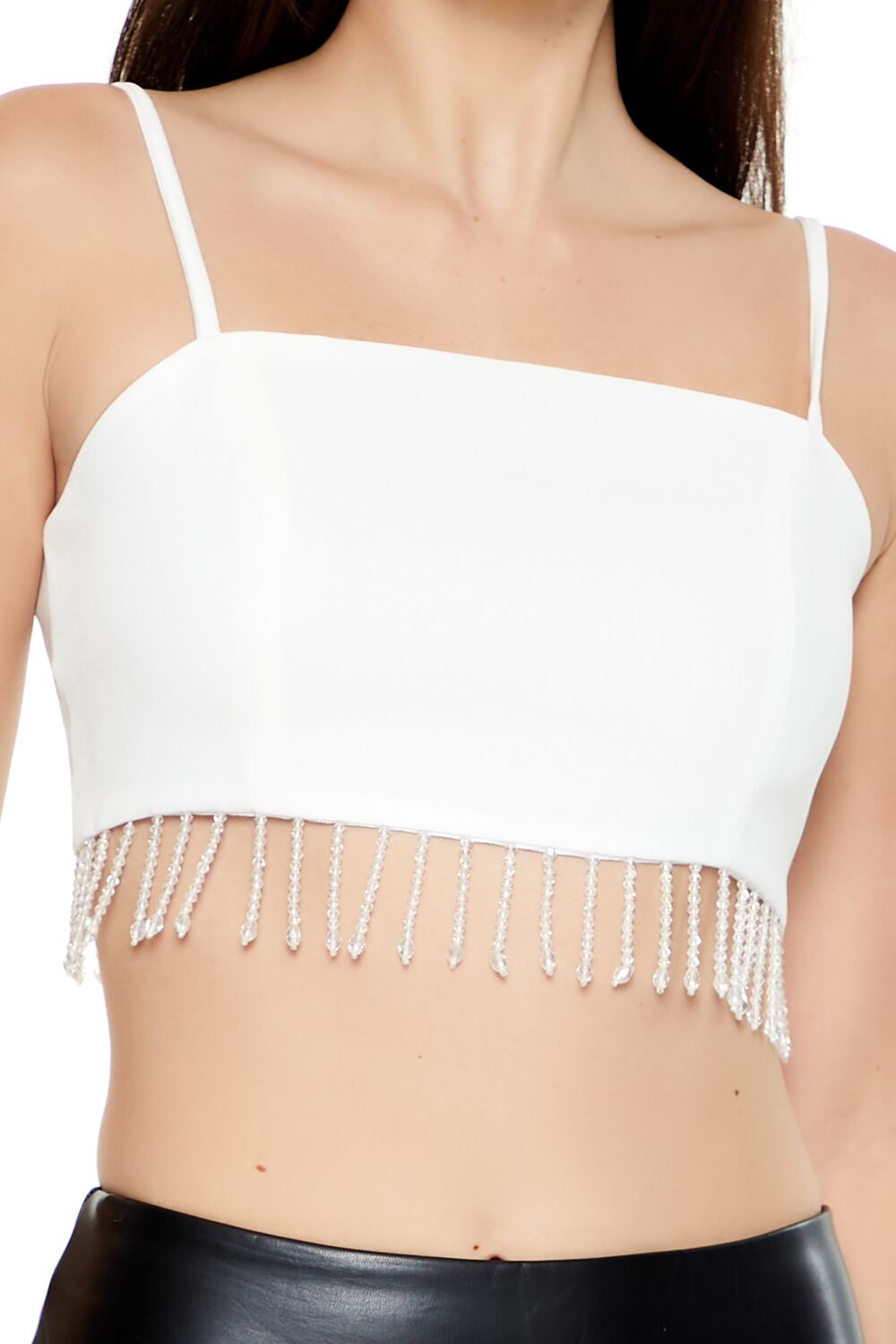 Forever 21 Rhinestone Fringe Cami Crop Top